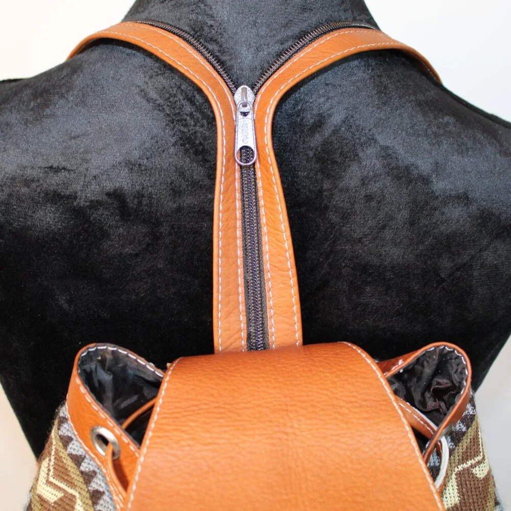Yacon Handcrafted Wool and Faux Leather Backpack - Picture 9 of 16